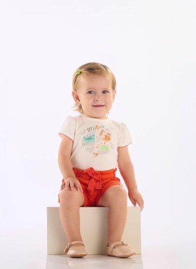 Conjunto Bebê Menina Body e Short Off White