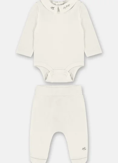 Conjunto Bebê Unissex Body e Calça Pima Off White