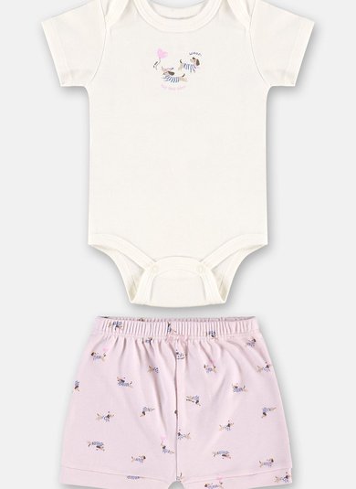 Conjunto Bebê Menina Body e Short Off White