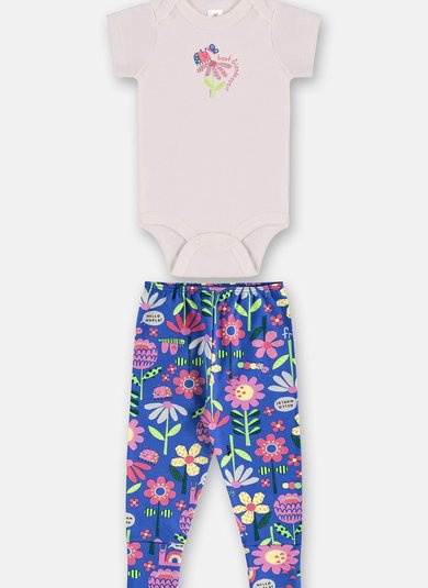 Conjunto Bebê Menina Body e Calça Essential Branco