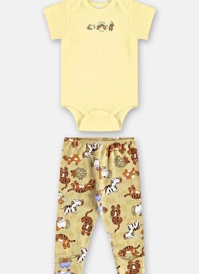 Conjunto Bebê Body e Calça Essential Amarelo