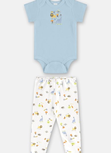 Conjunto Bebê Body e Calça Suedine Essentials Azul