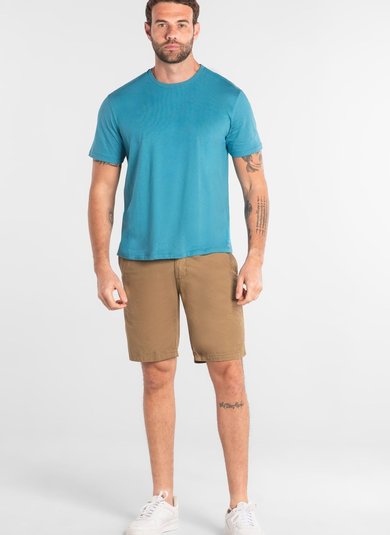 Camiseta Masculina Manga Curta em Algodão (Azul) Just Basic