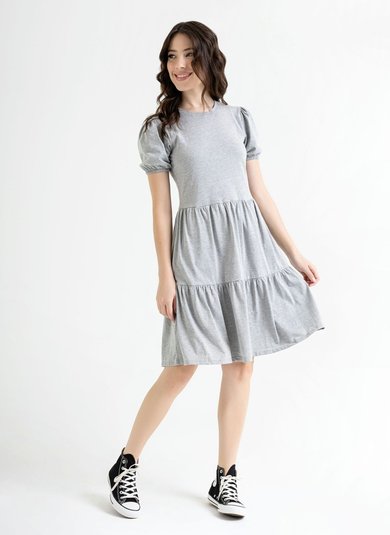 Vestido Curto Básico em Meia Malha (Cinza) Just Basic
