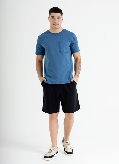 Camiseta Masculina em Meia Malha (Azul) Just Basic