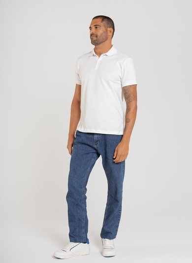 Camisa Polo Masculina em Piquet (Branco) Just Basic