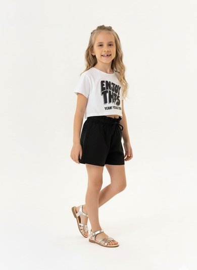 Conjunto Blusa e Short Clochard Infantil (Branco) Guloseima