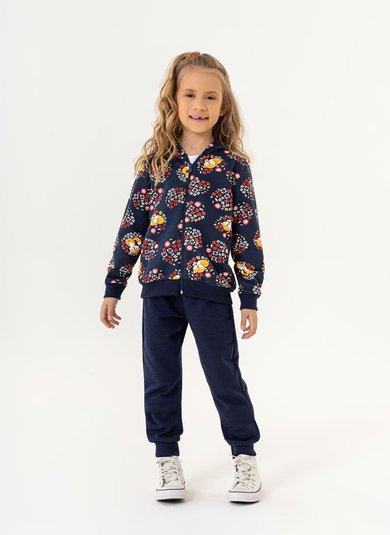 Conjunto Jaqueta e Calça Infantil para Menina (Azul Marinho) Guloseima