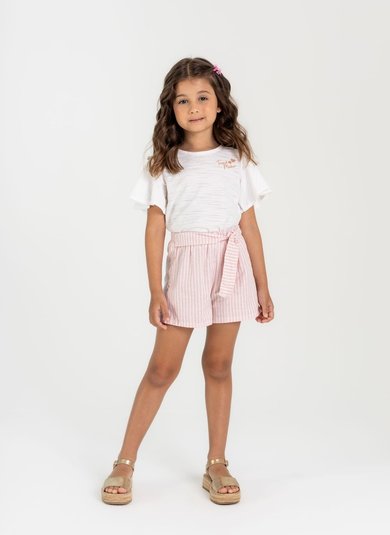 Conjunto Infantil com Blusa e Shorts (Branco) Guloseima