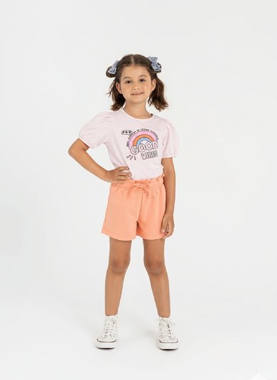 Conjunto Infantil Menina com Blusa e Shorts (Rosa) Guloseima