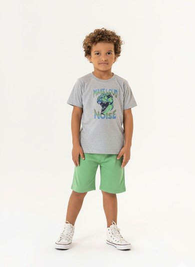 Conjunto com Camiseta e Bermuda para Menino (Cinza) Guloseima