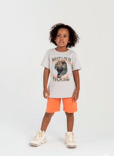 Conjunto com Camiseta e Bermuda para Menino (Cinza) Guloseima