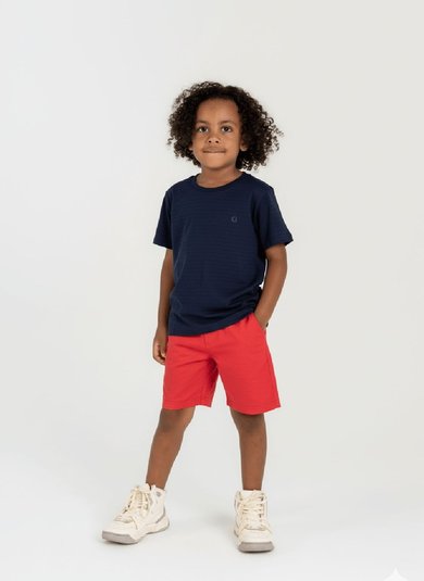Conjunto com Camiseta e Bermuda para Menino (Azul Marinho) Guloseima
