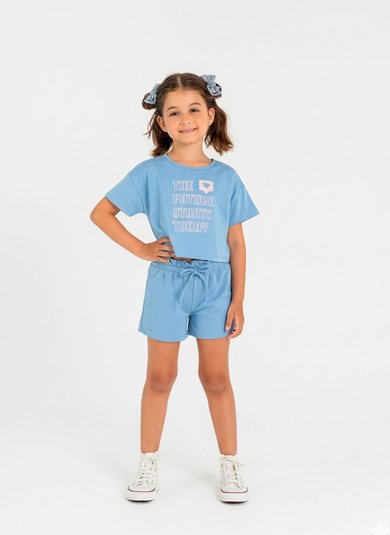 Conjunto Infantil para Menina em Molecotton (Azul) Guloseima
