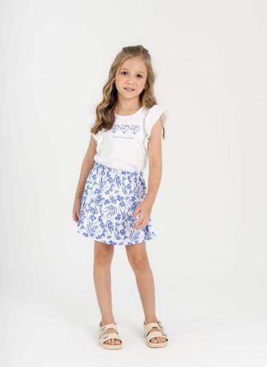 Conjunto Infantil com Blusa e Short-Saia (Branco) Guloseima