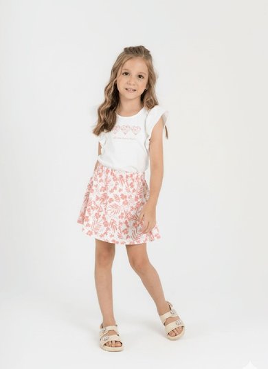 Conjunto Infantil com Blusa e Short-Saia (Branco) Guloseima