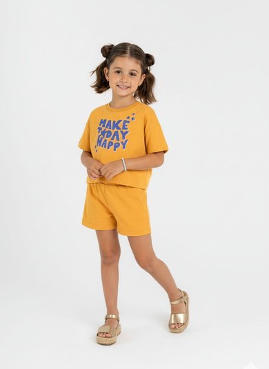 Conjunto Infantil para Menina em Moletinho (Amarelo) Guloseima