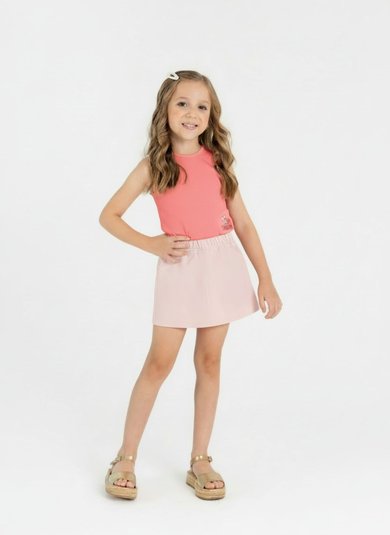 Conjunto com Regata e Short-Saia para Menina (Rosa Pink) Guloseima