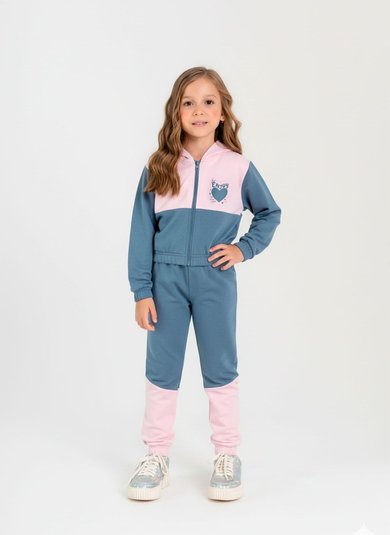 Conjunto Feminino Infantil em Molecotton Felpado (Azul) Guloseima