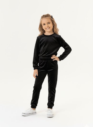 Conjunto Infantil Feminino Blusão e Calça em Veludo (Preto) Guloseima