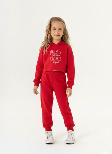 Conjunto Infantil Feminino com Jaqueta e Calça em Moletinho (Vermelho) Guloseima