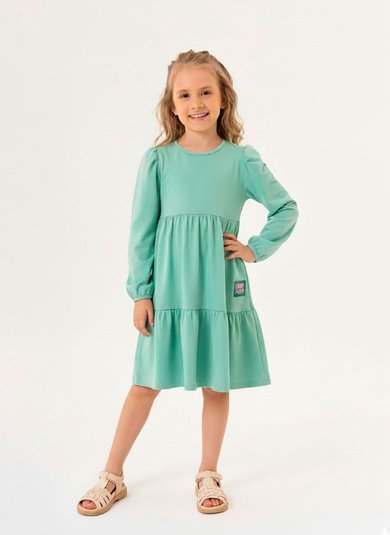 Vestido Infantil em Molecotton sem Felpa (Verde) Guloseima