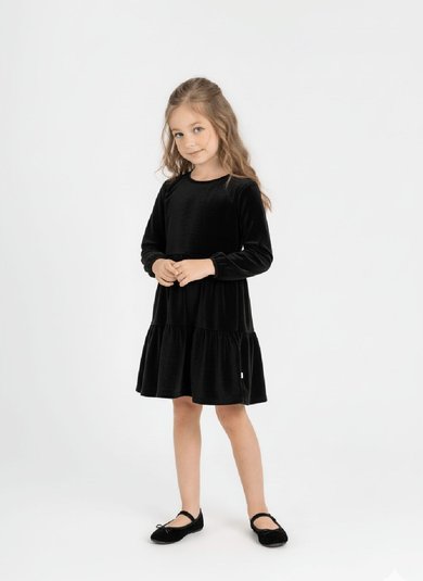 Vestido Infantil em Veludo Plush (Preto) Guloseima