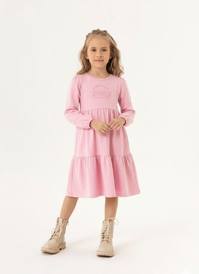 Vestido Manga Longa Infantil em Moletinho (Rosa Claro) Guloseima