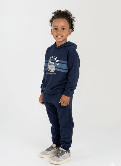 Conjunto Blusão e Calça Infantil Menino (Azul Marinho) Guloseima
