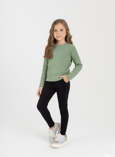 Blusa Infantil Feminina em Ribana (Verde) Guloseima