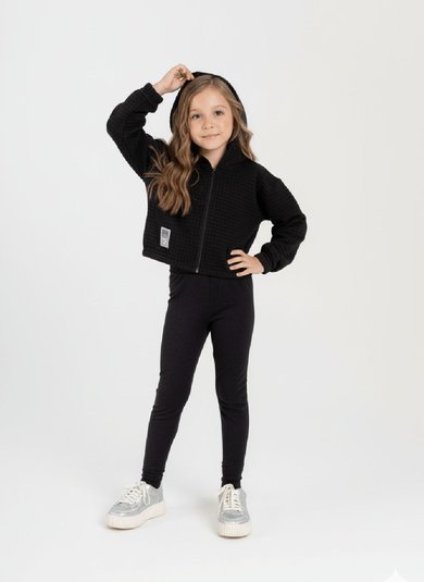 Jaqueta Infantil Feminina em Jacquard Matelassê (Preto) Guloseima