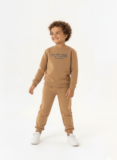 Conjunto Blusão e Calça Infantil Masculino (Marrom) Guloseima