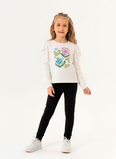 Conjunto Blusão e Calça Legging Infantil (Off White) Guloseima