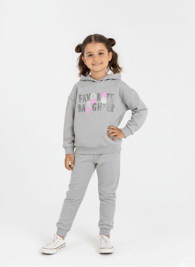 Conjunto Infantil Feminino com Blusão e Calça (Cinza) Guloseima