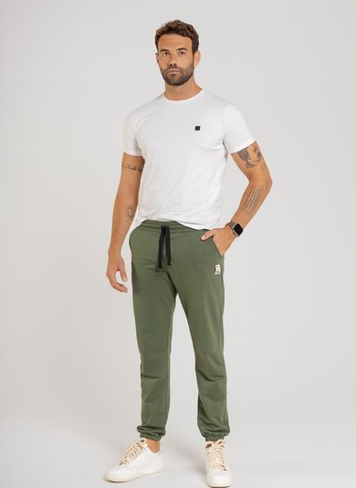 Calça Básica Masculina em Moletom sem Felpa (Verde) The Philippines