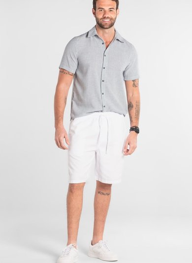 Bermuda Masculina em Sarja com Cordão Ajustável (Branco) The Philippines