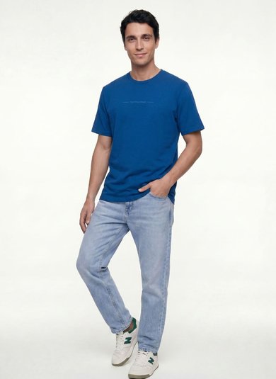 Camiseta Masculina em Meia Malha (Azul) The Philippines
