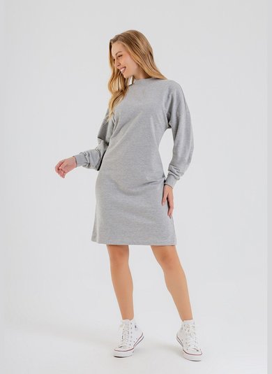 Vestido Manga Longa em Moletom para Adultos (Cinza) Just Basic