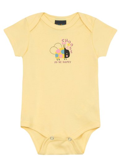 Body para Bebê Menina em Suedine (Amarelo) Guloseima