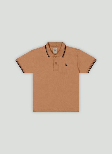 Camisa Polo para Menino Básica com Bordado (Marrom) Quimby