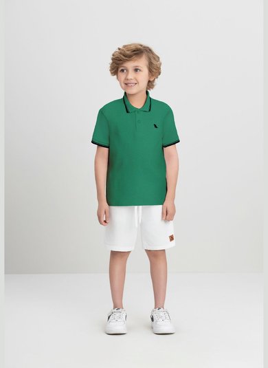 Camisa Polo para Menino Básica com Bordado (Verde) Quimby
