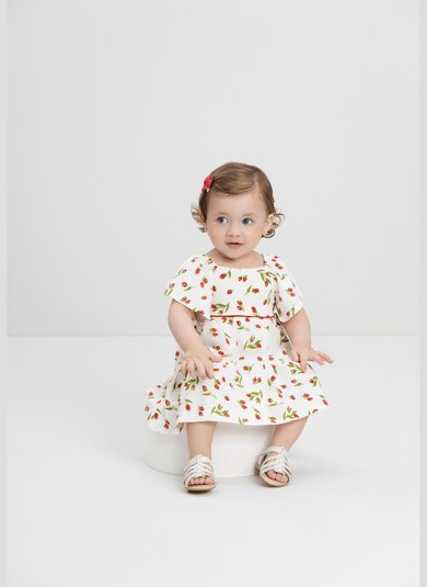 Vestido para Bebê em Cotton com Flores (Estampado) Quimby