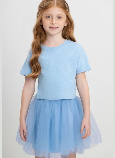 Saia Infantil em Tule Azul
