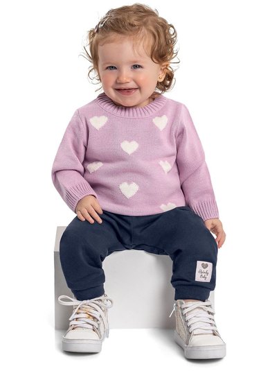 Blusão em Tricot para Bebê Rosa