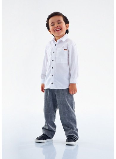 Calça Xadrez Infantil Masculina Cinza