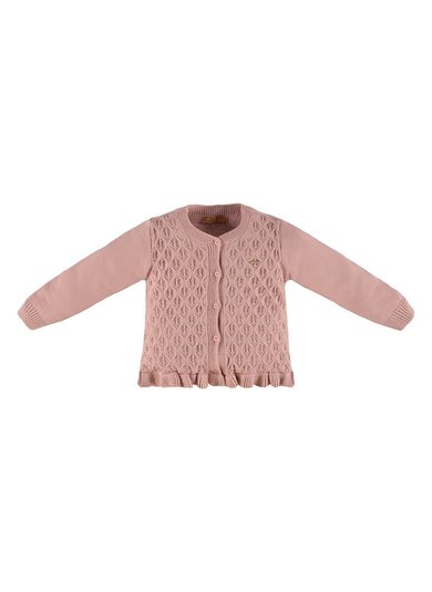 Casaco Infantil para Meninas em Tricot Rosa