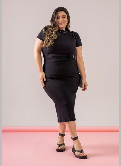 Blusa Básica de Manga Curta Preto