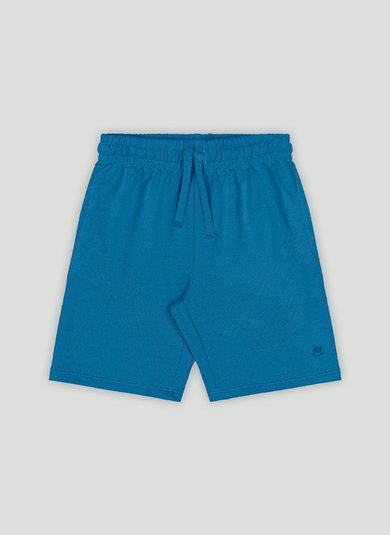 Bermuda Básica Infantil em Moletom sem Felpa Azul