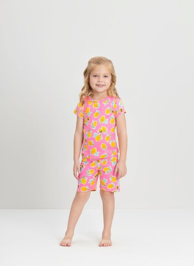 Pijama para Menina com Blusa e Ciclista em Suedine Premium Rosa