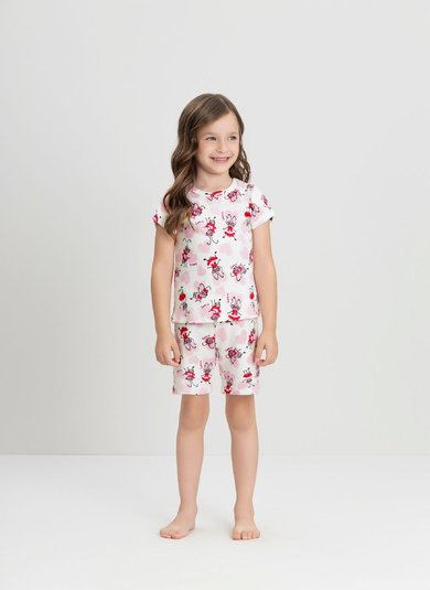 Pijama para Menina com Blusa e Ciclista em Suedine Premium Branco